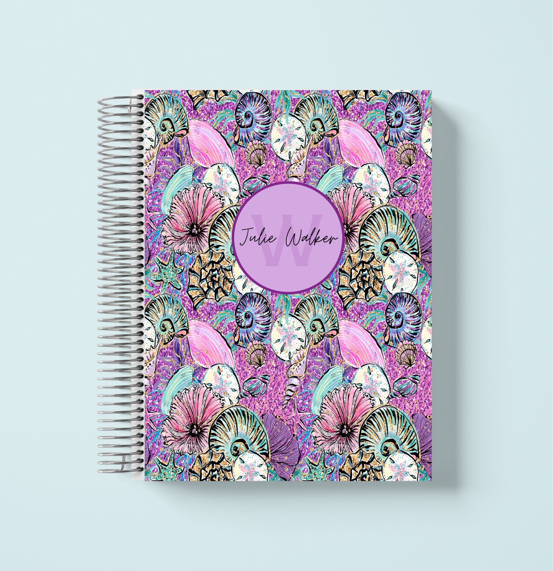 Purple Sea Shells- Initial Monthly Planner