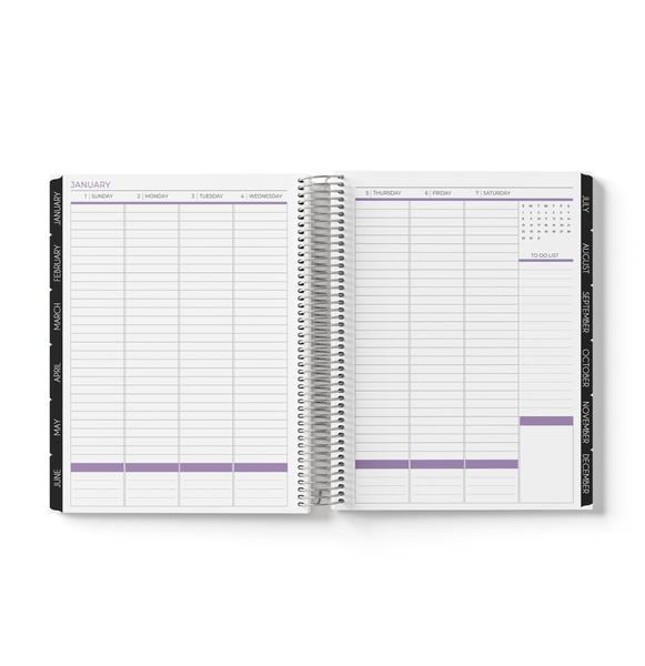 Violet Rose Pattern Monthly Planner