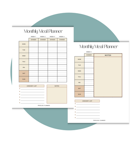 Monthly Meal Planner Add-On