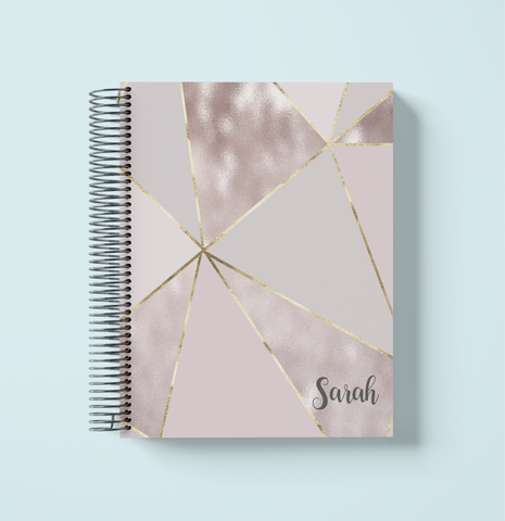 Rose Gold Triangles Shimmer Weekly Planner