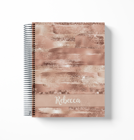 Priceless Notebook, Rose Gold Pattern Strokes